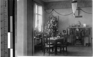 Maryknoll Sisters' community room at Christmas, Shanghai, China, 1935