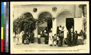 Missionaries aiding people at a dispensary, Kumbakonam, India, ca.1920-1940