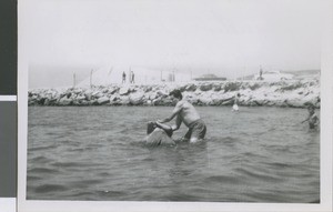 Samuel Vazquez Baptizes Reyes Zenteno in the Pacific Ocean, Ensenada, Baja California, Mexico, 1964