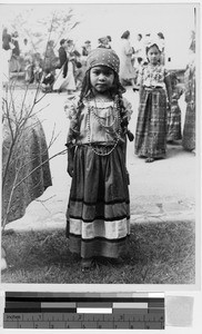 Portrait of a girl in fiesta costume, Guatemala City, Guatemala, ca. 1946