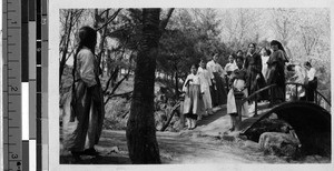 Maryknoll Sister and girls out for a walk, Gishu, Korea, ca. 1927