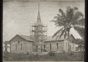 Church tower with scaffolding