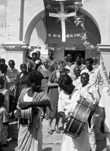 Tamil Nadu, South India. The Centenary Celebration of Arcot Lutheran Church, 1964. In front of