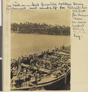 Soldiers on transport, Dar es Salaam, Tanzania, 1918