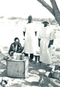 Ethiopia, the Bale Province. A makeshift start of the clinic work at the Melka Oda Camp, April