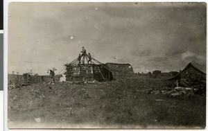 Construction of a round house, Ayra, Ethiopia, 1928