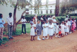 ELCT, Karagwe Diocese, Tanzania. The DMS Missionary, Pediatrician Hanne Buch with Sunday school