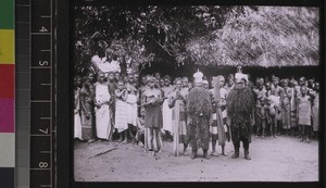 Women "devils" and attendants, Jojoima, Sierra Leone, ca. 1927-28