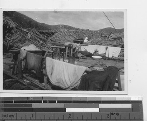 Hanging laundry at the Leprosarium at Jiangmen, China, 1937