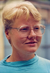 Pædagog Kirsten Schmidt. Udsendt af Dansk Santalmission til Den Norske Skole, Kathmandu, Nepal, 1991-94. Tidligere volontør i Projekt Vestens Unge i Østen, 1987-89. (Foto 1991)