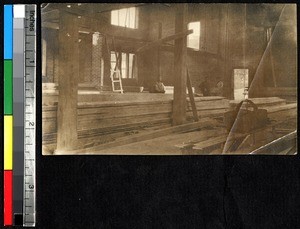 Lumber supply in the unfinished church, Chengdu, China, ca.1920