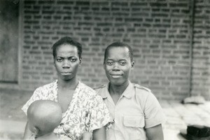 Catechist Fang with his family, in Oyem, Gabon