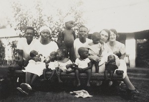 Missionary staff and babies, Ama Achara, Nigeria, ca. 1934