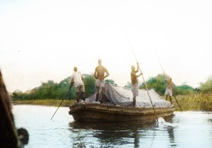 Canoe Carrying Barrels of Palm Oil, Calabar, Nigeria, ca. 1930-1940