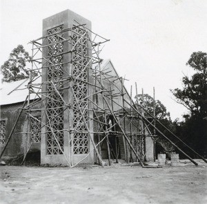 Construction of the front of the church in Manankavaly, Madagascar