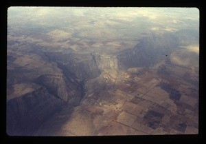 cultivated fields and mountains