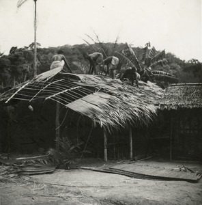 Roof under construction, in Gabon