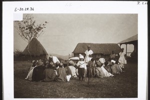 Pupils enjoy a festival meal in the mission courtyard