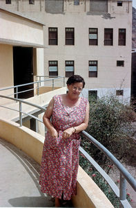 Missionary and teacher Grethe Jensen in the veranda of the Danish Mission Girls' School in Crat