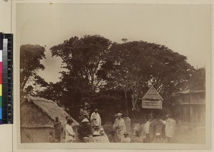 Group in village, Andramasina, Madagascar, ca. 1872