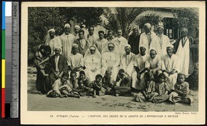 Group outside a hospital, Tunisia, ca.1920-1940