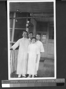 Chinese nurses and a young girl, Fuzhou, Fujian, China, ca. 1930