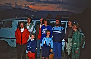 DSM missionaries in Nepal on a trip, December 1985. Back row from left to right: Tove Madsen, M