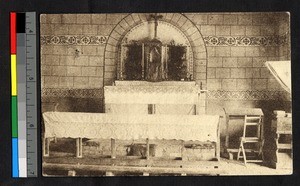 Interior of the chapel at Sandoa, Congo, ca.1920-1940