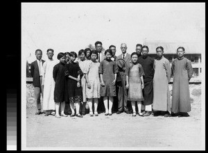 F.L. Hawks Pott with a group of students from St. John's University at Yenching University, Beijing, China, 1929