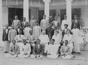 South Arcot District, India. Teachers and students at the Theological Seminary in Cuddalore, 19