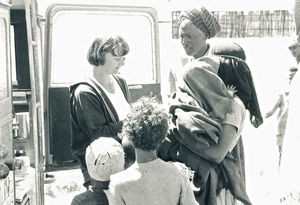 Ethiopia, the Bale Province. Nurse, Helene Olesen with the 'Landrover Mobile Clinic' at the Gas