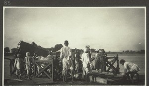 Beim Laden der Fähre auf dem Tungabhadra