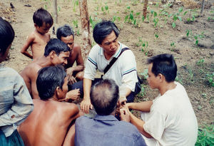 Daniel Wagang is teaching tribal people, May 2001