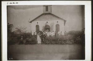 People gathered for a baptism service