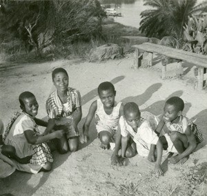 Girls playing in the mission school in Lambarene, Gabon