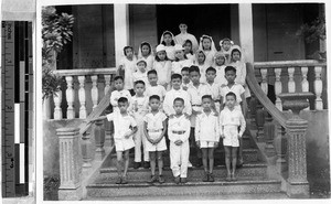 Lucena Catholic School first communicants with Sr. Miriam Thomas, MM, Lucena, Philippines, November 21, 1945