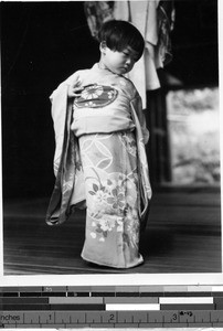 Japanese girl in ceremonial costume, Tokyo, Japan, ca. 1946