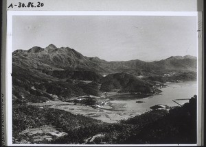 Hinterland of Hong Kong with Ma-On-San mountain and a bay of the Sea of China