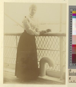 Portrait of a lady on deck, Zanzibar, Tanzania, ca.1901