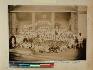 Teachers and students at Antsirabe Boys' School, Antsirabe, Madagascar, ca.1906