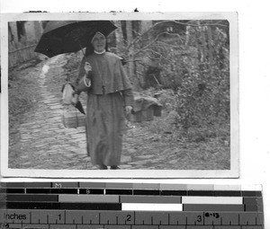 A Maryknoll Sister travels to an outstation at Dongshi, China, 1948