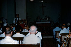 Church Service with Missionary Pastor Rich. Madsen preaching in 1960