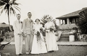 Wedding of Mr F Tuck and Miss Edna M Miltom, Uzuakoli, Nigeria, ca. 1938