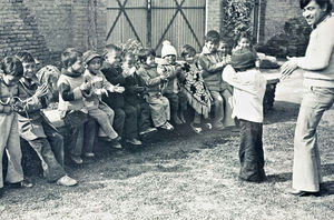 A Christian congregation in Nepal. Sunday school for the children (at Saturdays, the weekly hol