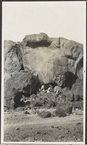 Two persons in front of rocks, Kilimanjaro, Tanzania