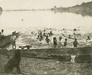 Swimming in the Ogooue river, in Gabon