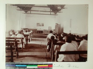 Interior view of Soavina Mission Station church, Soavina, Madagascar, 1922-09-19