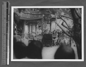 Religious service during Shantung Christian University retreat, Shandong, China, 1936