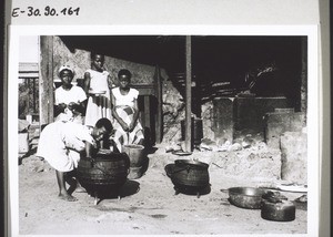 Girls preparing food in the hospital kitchen