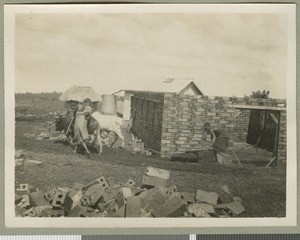 Hospital construction work, Chogoria, Kenya, 1925